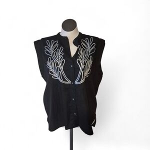 Banana Republic Black Sleeveless linen top Xl